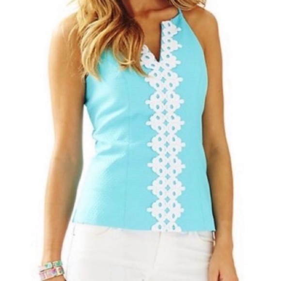 Lilly Pulitzer Tops - Lilly Pulitzer Magnolia Breakwater Blue and White Embroidered Top Sz 00